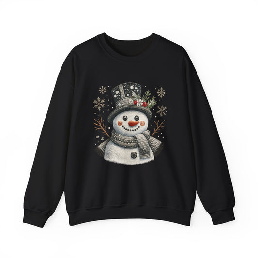 Snowman Holiday Sweatshirt — Cute Vintage Snowman Crewneck