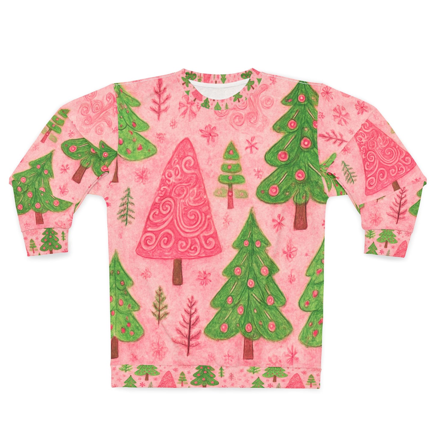Pink Christmas Tree Sweatshirt — Cute Pastel Holiday Sweater