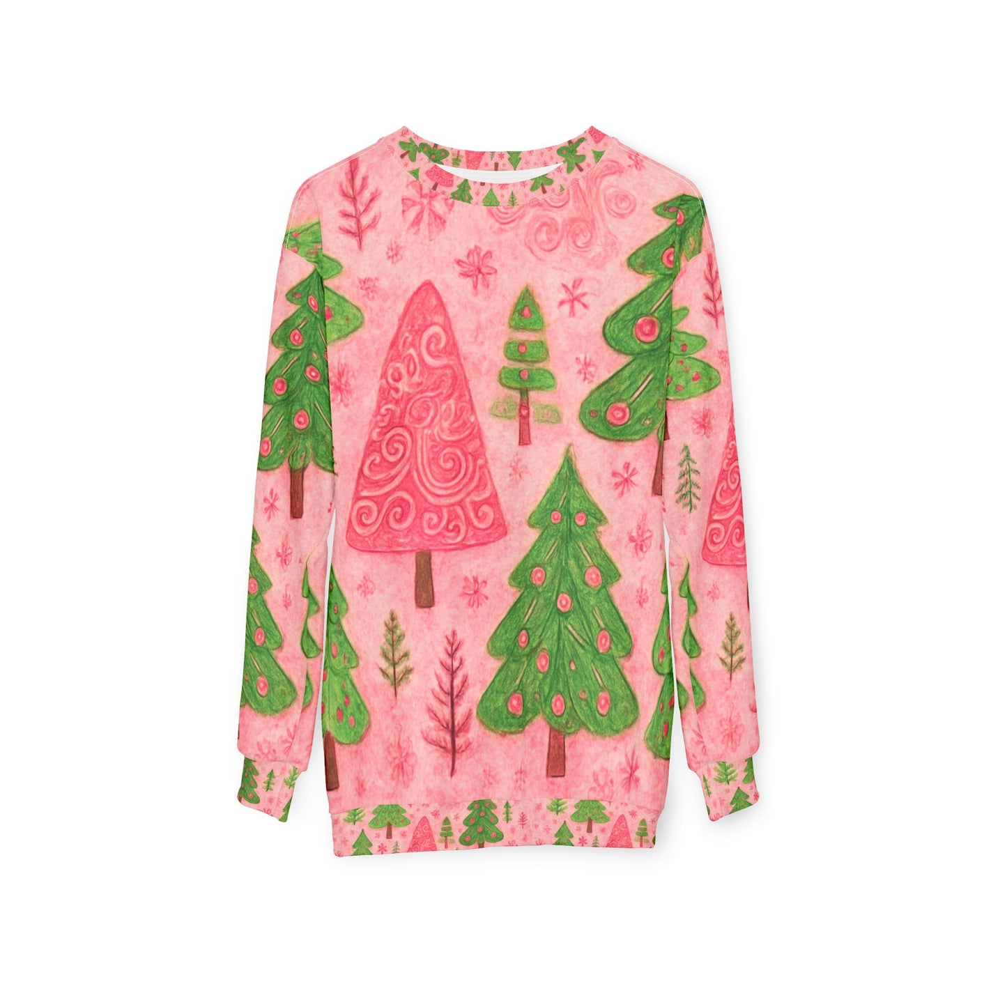 Pink Christmas Tree Sweatshirt — Cute Pastel Holiday Sweater