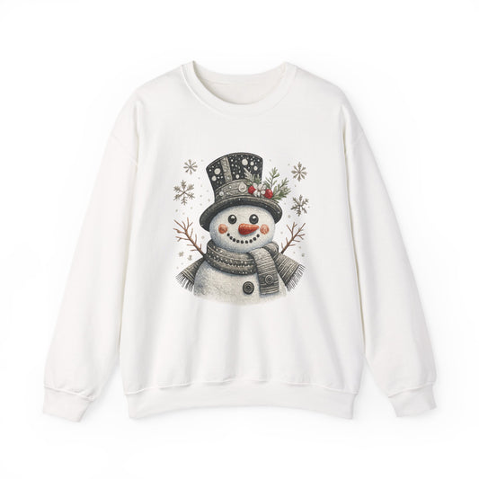 Snowman Holiday Sweatshirt — Cute Vintage Snowman Crewneck