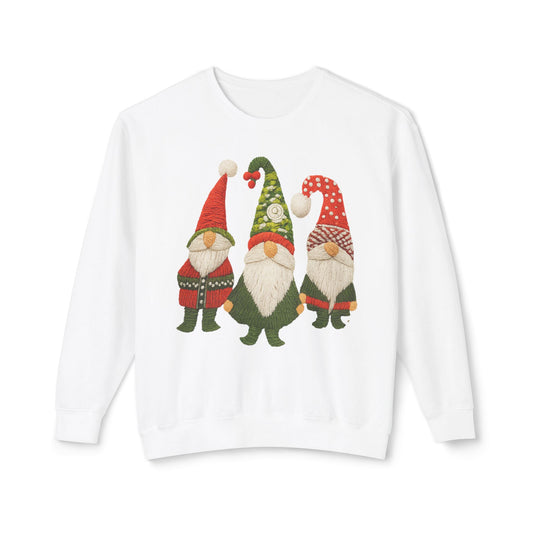 Christmas Gnome Sweatshirt — Cute Holiday Trio Crewneck