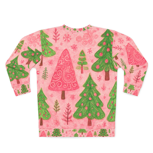Pink Christmas Tree Sweatshirt — Cute Pastel Holiday Sweater